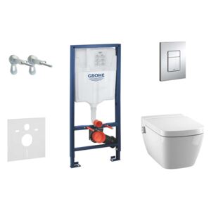 Grohe Rapid SL - Set per montaggio a parete, shower toilet e sedile Tece, placca di comando Skate Cosmo, Rimless, SoftClose, cromo 38528SET-KT