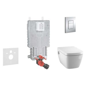 Grohe Uniset - Set per montaggio a parete, shower toilet e sedile Tece, placca di comando Skate Cosmo, Rimless, SoftClose, cromo 38643SET-KT