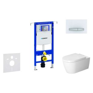 Geberit Duofix - Set per WC sospeso, modulo di installazione e copriwater ME by Starck, Rimless, SoftClose, placca di comando Sigma50, bianco alpino 111.355.00.5 NM8