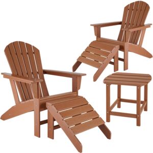 Tectake 404168 2 sedie da giardino janis con poggiapiedi e tavolino - marrone