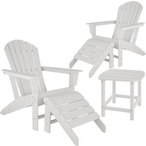 Tectake 404170 2 sedie da giardino janis con poggiapiedi e tavolino - bianco