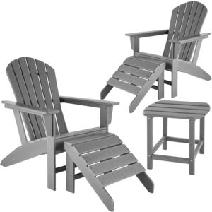 Tectake 404169 2 sedie da giardino janis con poggiapiedi e tavolino resistenti alle intemperie - grigio