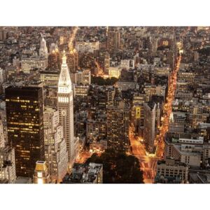 Quadro, stampa su tela. Michel Setboun, Vista aerea di Manhattan con il Flatiron Building, New York