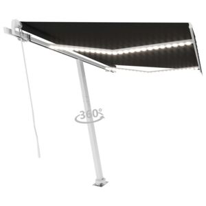 VidaXL Tenda da Sole Retrattile Manuale con LED 300x250 cm Antracite