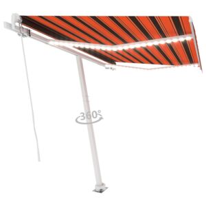 VidaXL Tenda da Sole Retrattile con LED 350x250 cm Arancione e Marrone