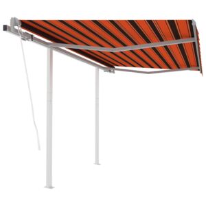 VidaXL Tenda da Sole Retrattile Automatica Pali 3x2,5m Arancio Marrone