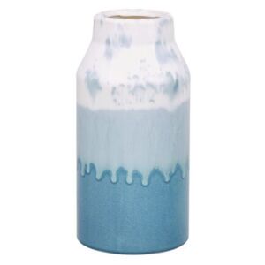 Vaso per fiori decorativo in ceramica impermeabile accessorio per la casa bianco e blu Beliani