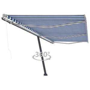 VidaXL Tenda da Sole Autoportante Automatica 600x300 cm Blu Bianca