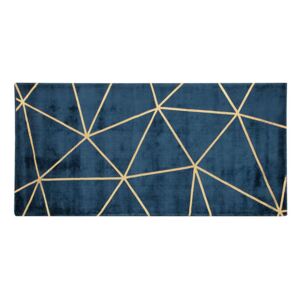 Tappeto trama geometrica blu/oro 80 x 150 cm HAVZA Beliani