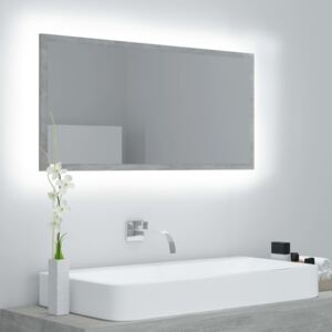 VidaXL Specchio da Bagno LED Grigio Cemento 90x8,5x37 cm in Truciolato