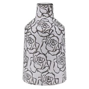 Vaso per fiori decorativo in ceramica con motivo a rosa effetto craquelé bianco e nero Beliani