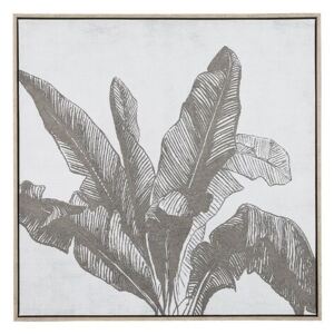 Quadro su tela con cornice motivo foglia di palma 83 x 83 cm marrone Beliani