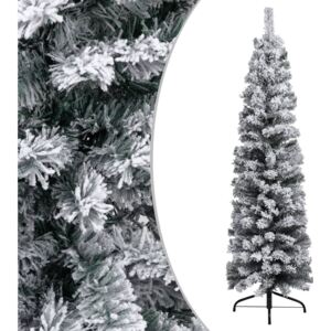 VidaXL Albero di Natale Artificiale Sottile con Neve Verde 150 cm PVC