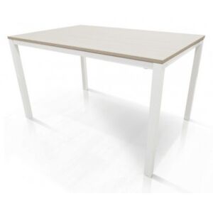 Tavolo allungabile in metallo verniciato e piano in laminato, colore bianco, cm 110 x 76 x 70