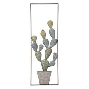 Pannello con cactus, Struttura in ferro, Colore verde, 2,5 x 90 x 31 cm
