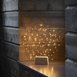 Lampada LED deco 5 anellini, con base di legno