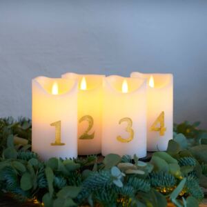 Candela LED Sara Advent 4x H 12,5cm bianco/oro