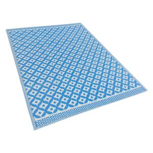 Tappeto Esterni Blu Materiale Sintetico Forme Geometriche 160 x 230 cm Beliani