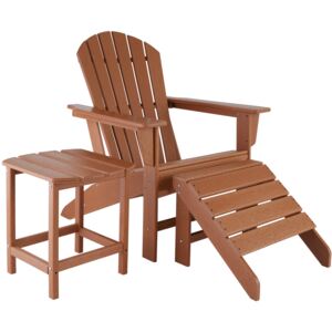 Tectake 404164 sedia da giardino janis con poggiapiedi e tavolino resistente alle intemperie - marrone