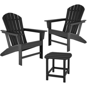 Tectake 404175 2 sedie da giardino janis con tavolino kamala resistenti alle intemperie - nero