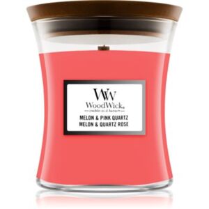 Woodwick Melon & Pink Quarz candela profumata con stoppino in legno 85 g