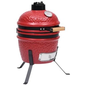 VidaXL Barbecue Affumicatore 2 in 1 Kamado in Ceramica 56 cm Rosso
