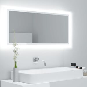 VidaXL Specchio da Bagno LED Bianco Lucido 100x8,5x37 cm in Truciolato