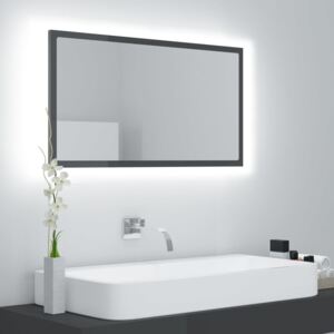VidaXL Specchio da Bagno con LED Grigio Lucido 80x8,5x37 cm Truciolato