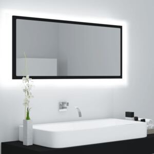 VidaXL Specchio da Bagno con LED Nero 100x8,5x37 cm in Truciolato