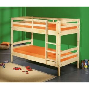 Letto a castello trasformabile in 2 letti singoli, pino massello, colore rovere, cm 200 x 148 x 102