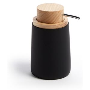 Kave Home - Dispenser per sapone Jenning nero e legno di faggio