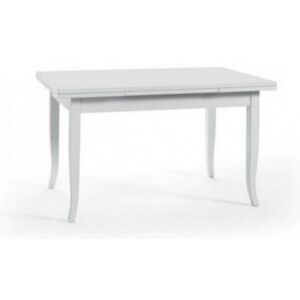Tavolo estensibile, in legno laccato bianco, cm 140x8x79, con 2 allunghe da 40 cm