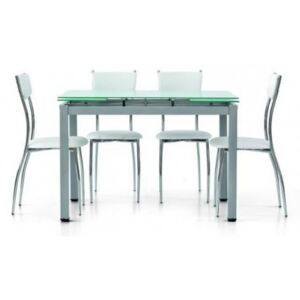 Tavolo estensibile, con struttura in metallo grigio e ripiano in vetro, cm 110x70x76