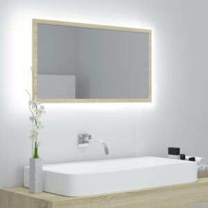 VidaXL Specchio da Bagno LED Rovere Sonoma 80x8,5x37 cm in Truciolato