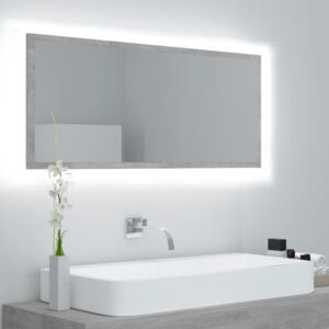 VidaXL Specchio da Bagno LED Grigio Cemento 100x8,5x37cm in Truciolato