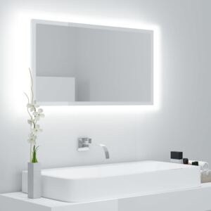 VidaXL Specchio da Bagno con LED Bianco Lucido 80x8,5x37 cm Truciolato