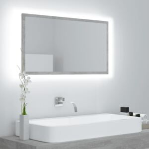 VidaXL Specchio da Bagno LED Grigio Cemento 80x8,5x37 cm in Truciolato