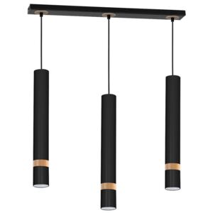 Lampadario a sospensione con filo JOKER BLACK WOOD 3xGU10/8W/230V