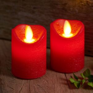 Set 2 candele LED mini Sara, rosso, Ø 5cm, 7cm