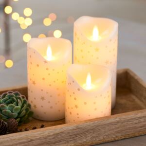 Set 3 candele LED Sara romantic bianco/oro 10-15cm