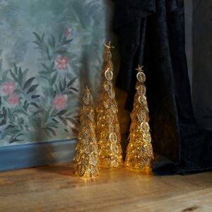 Albero LED decorativo Kirstine, oro, alto 43 cm