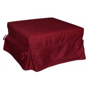 Pouf trasformabile in letto, in tessuto imbottito, rete e materasso inclusi, cm 75x75h42 cm, colore Rosso