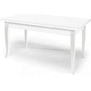 Tavolo estensibile, in legno bianco opaco, cm 140x80x78 , con 2 allunghe da 40 cm