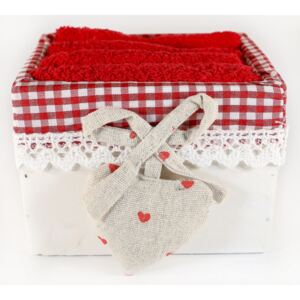Set regalo di asciugamani rossi 4 pezzi 30x30 cm Ortisei