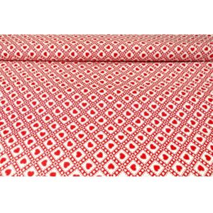 Tessuto cotone al metro - cuori rossi, h. 140 cm