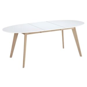 Miliboo Tavolo allungabile ovale bianco e legno chiaro L150-200