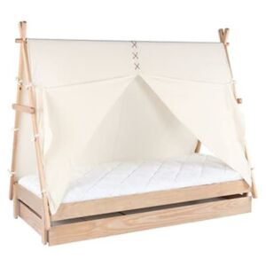 Miliboo Letto bambino tenda con cassetto in legno e cotone naturale
