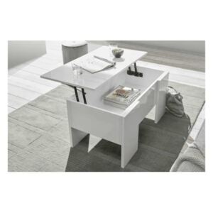 Miliboo Tavolino alzabile di design laccato lucido bianco L92 cm COMO