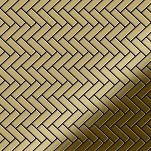 Alloy Herringbone-ti-gm Mosaico Metallo Solido Titanio Oro