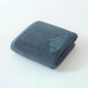 INF Asciugamano con ricamo 100% cotone 75x35 cm - grigio blu